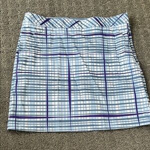 Greg Norman Collection Blue and White Plaid Mini Skirt